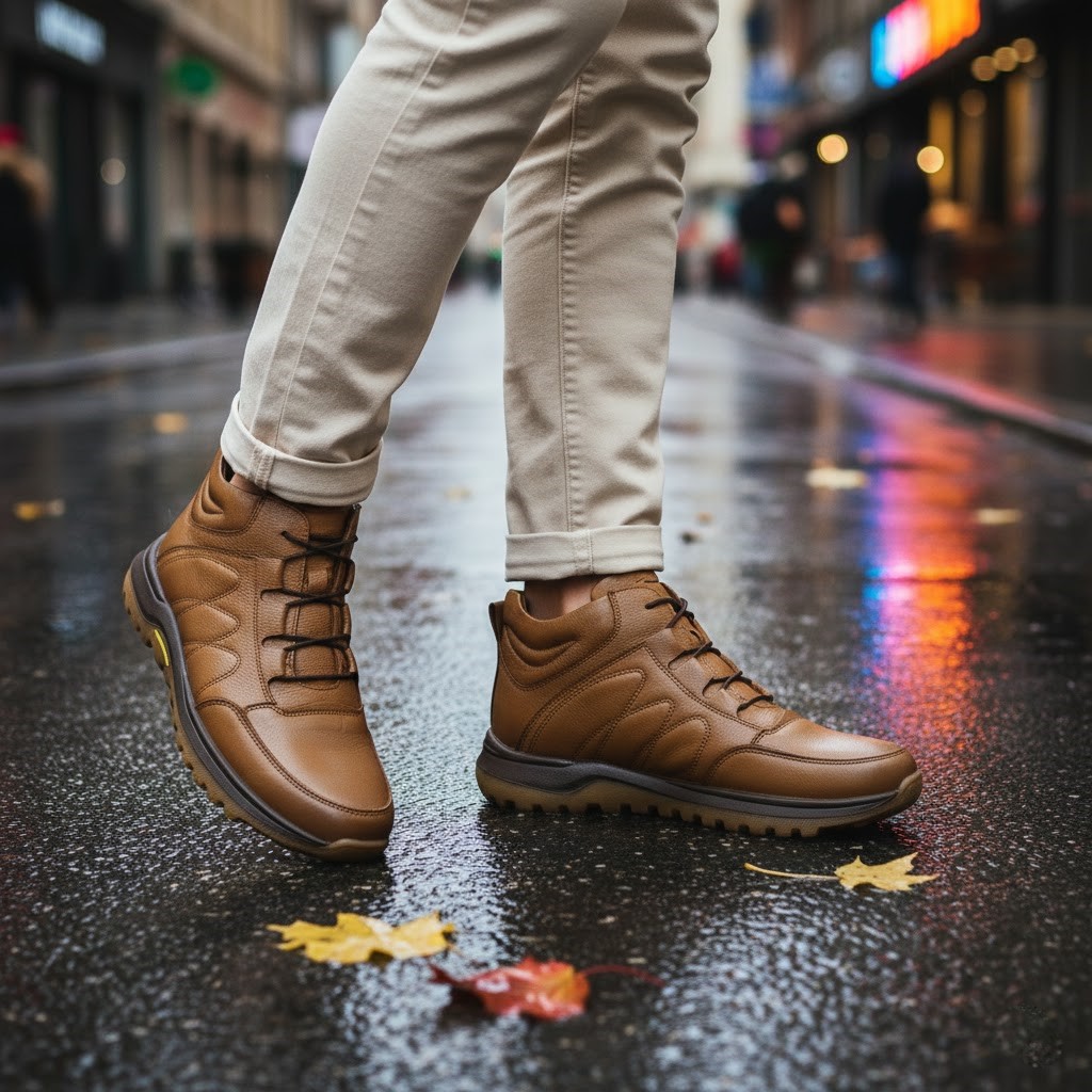 خرید آنلاین نیم بوت چرم مردانه شمس مدل b9 کد 88